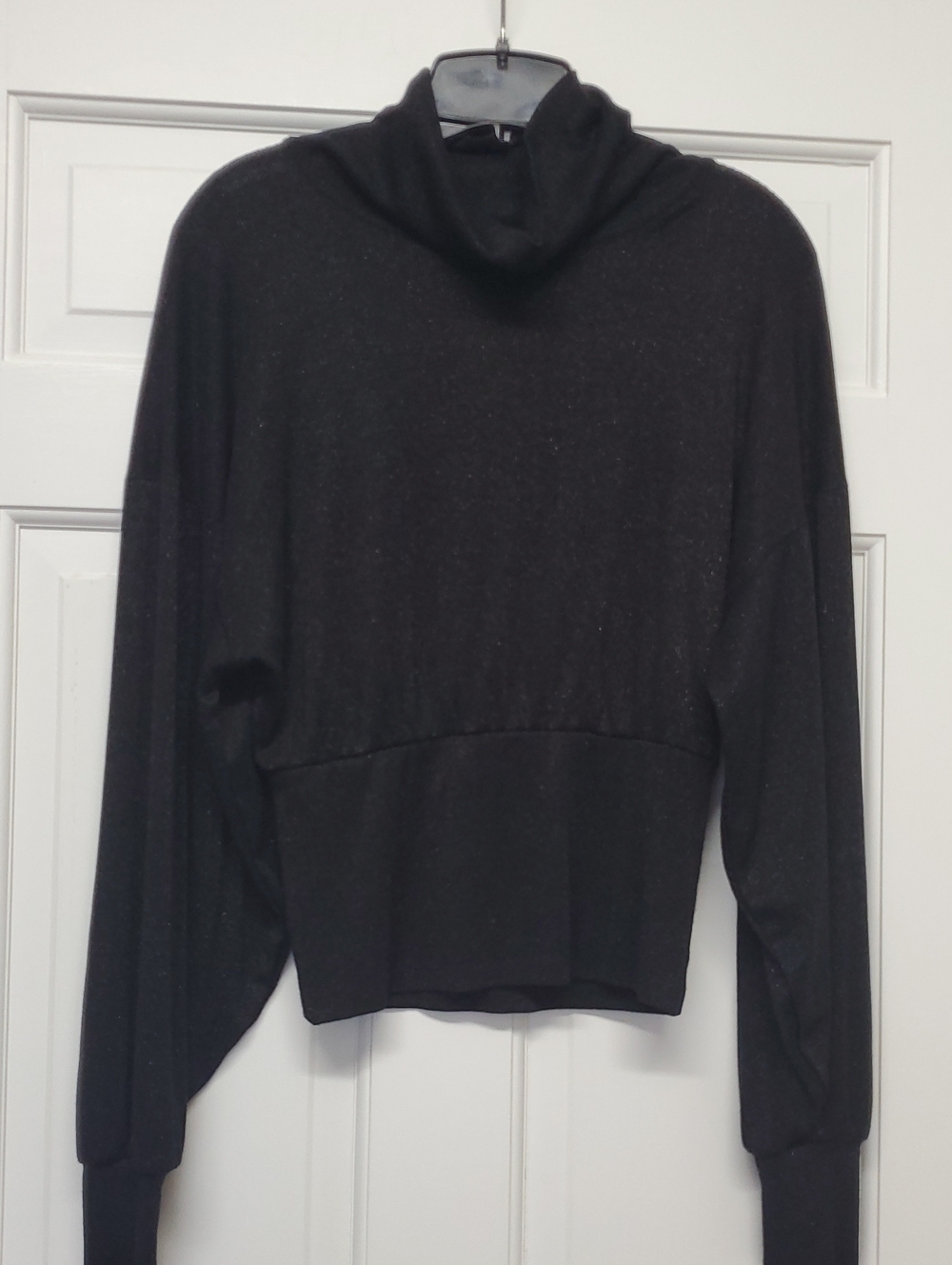 Free People Gold Shimmery Black Cowl Neck Lightweight Sweater XS